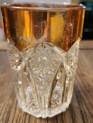 RARE EAPG 1906 INDIANA GLASS NOGI TUMBLER WITH GOLD AKA AMULET  - Picture 4 of 13