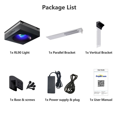 PopBloom RL90 Reef Led Light 24 Full Spectrum for 60cm Marine Aquarium Corals - Picture 11 of 13