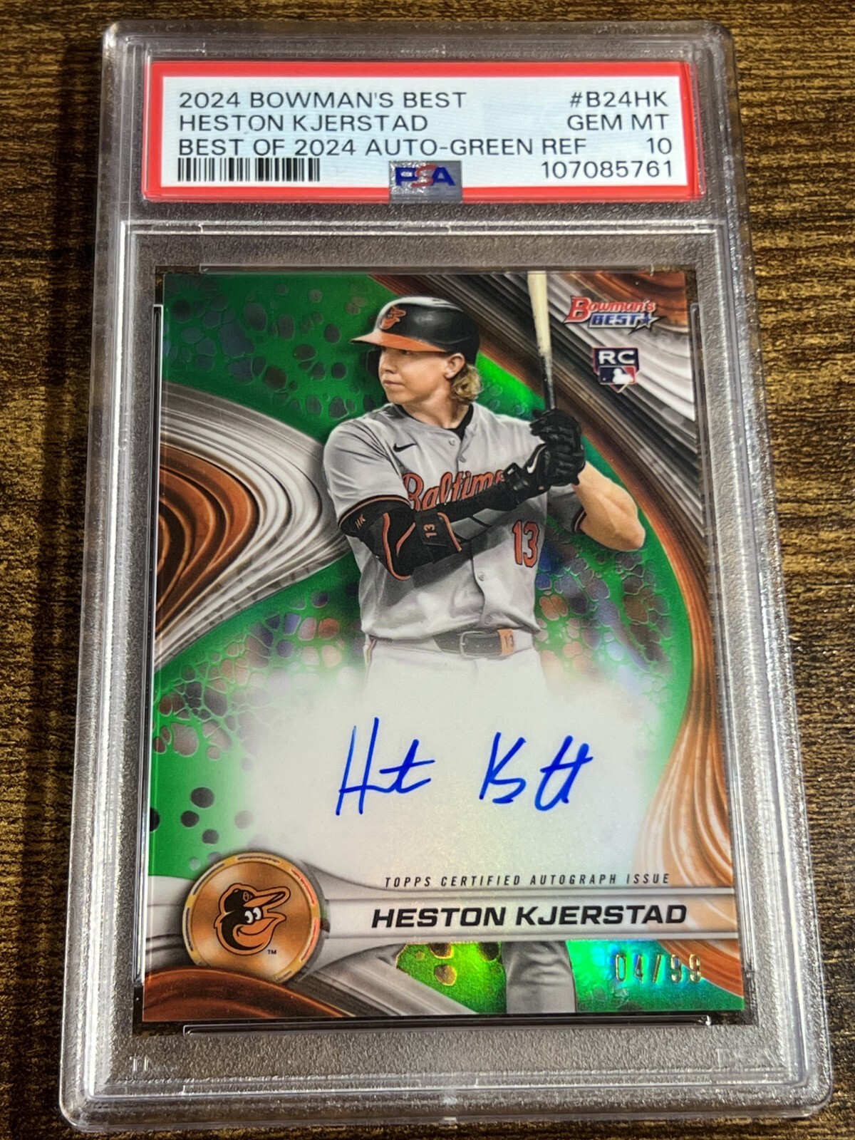 HESTON KJERSTAD 2024 Bowmans Best Rookie Green Refractor Auto /99 #B24-HK PSA 10