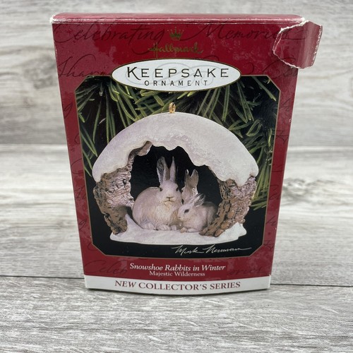 Hallmark Keepsake Ornament Snowshoe Rabbits in Winter 1997 Bunnies With Box - Picture 6 of 7