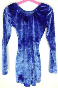 Snowflake-Designs-Gymnastics-youth-large-Leotard-Blue-Long-Sleeve-Biketard