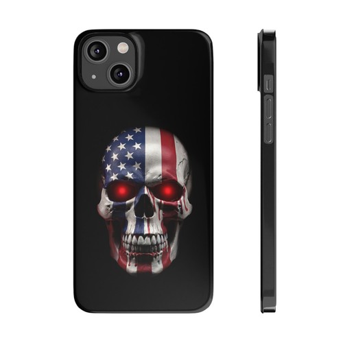 Für iPhone 16 Pro Max, 15, 14, 13-11, Slim Handyhülle, American Skull Flag Cover - Bild 30 von 83