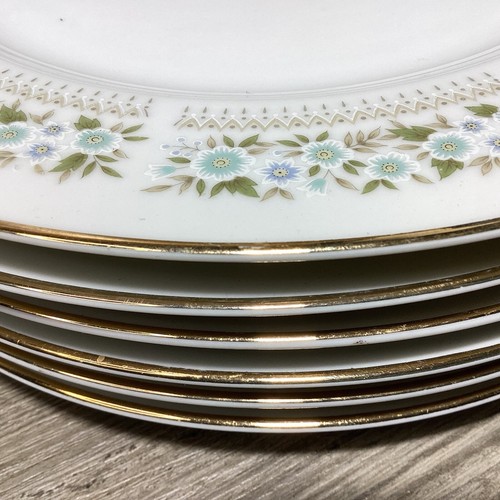 6 Vintage Art Nouveau Geometric Floral 24cm Dinner Plates Set Amida U4304 Japan - Picture 9 of 13