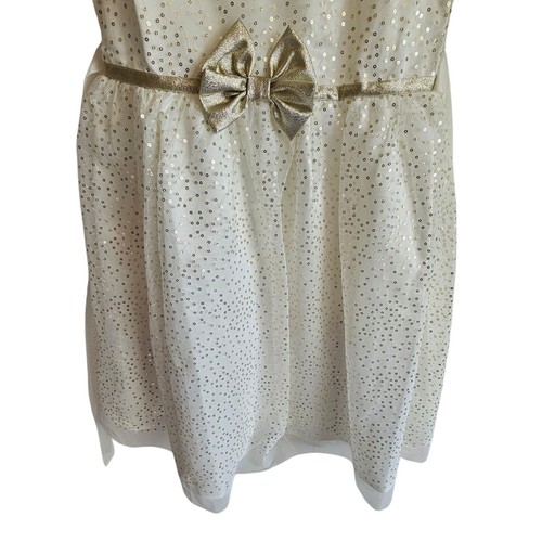 Jona Michelle Girls White Dress Party Sequin Sleeveless Bow Occasion Dress 12 - Picture 4 of 8