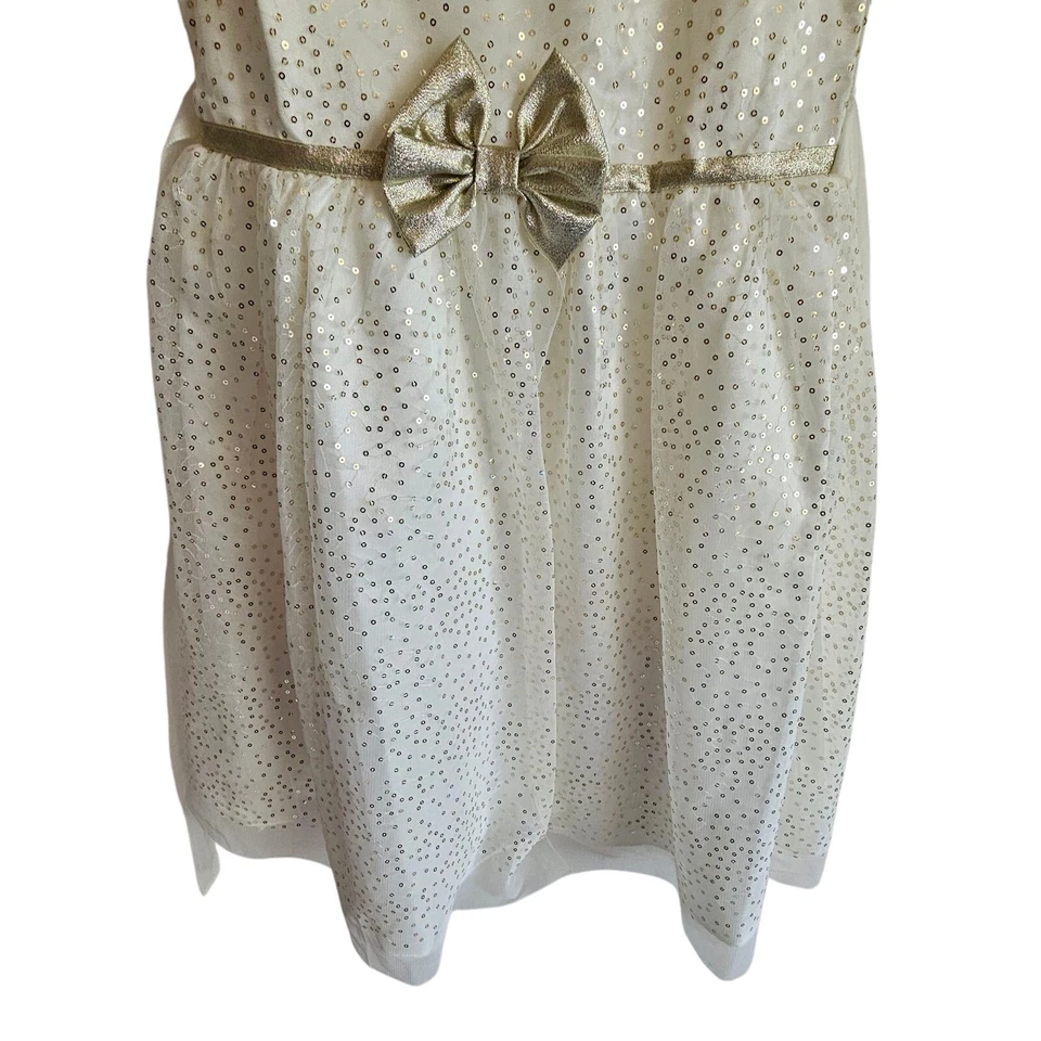 Vestido Jona Michelle Niñas Blanco Fiesta Lentejuelas Sin Mangas Lazo Ocasión 12 Foto 4 de 4