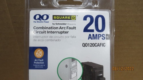 SQUARE D Q0120CAFIC 120 VAC COMBO ARC FAULT CIRCUIT INTERRUPTER 20 AMPS NEW - Picture 2 of 4