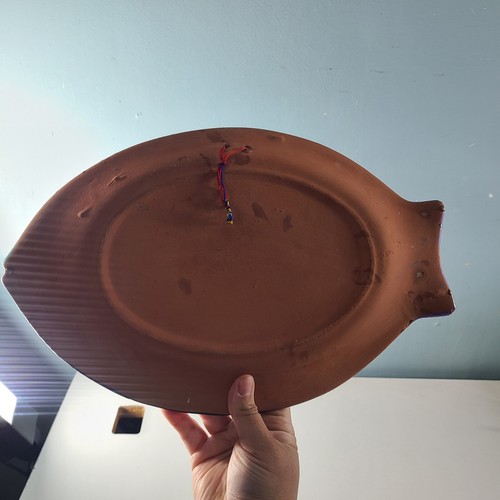 Vintage Mexican Story Folk Art Fish Hand Painted Terracotta Sun Moon Celestial - Picture 9 of 11