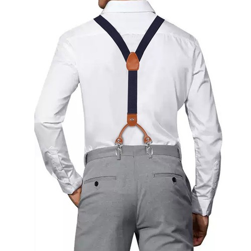 Y Back Elastic Straps Adjustable Tuxedo Mens Button&Suspenders Metal Snap Hooks - Picture 28 of 78
