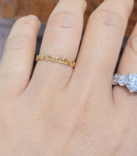 Anillo de cadena de oro amarillo macizo de 18k. Talla 6,5. 1,06 gramos - Imagen 2 de 8