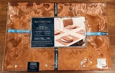 NEW! 8pc Waterford 4 Placemats & 4 Napkins Elegant Brown Spice for Fine Dinning