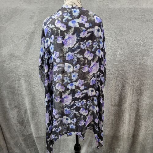 Rebecca Minkoff Ruana Womens One Size Purple Floral Wrap Shawl Moroccan Boho - Picture 2 of 7