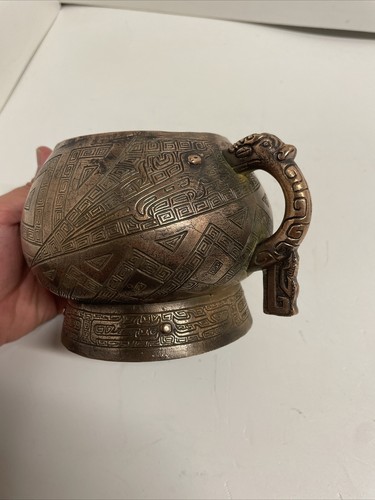 Vintage chinesisches Ritual Kupfergefäß auf der Unterseite markiert - Bild 21 von 24