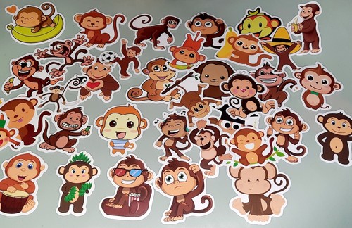 50 lustige Affen Aufkleber Cartoon Schimpansen Stickerbomb DIY Geschenk Deko (55 - Bild 3 von 5