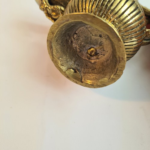 Small Vintage Brass Ganesh Sukunda Ritual Oil Lamp with Ladle and Dragon Handle - Picture 6 of 10