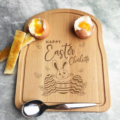 Osterhase personalisiert Geschenk Brot Eier Toast Frühstück Servierbrett