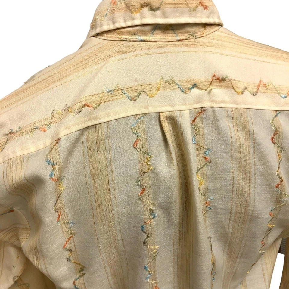 Camisa De Colección Años 50 Oro Bordado RAINBOW WAVE Rockabilly VLV Mezcla Seda Vegas M Foto 4 de 4