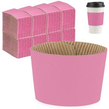 200-Pack Pink Coffee Cup Sleeves for Hot Drinks Corrugated Cardboard Insulating