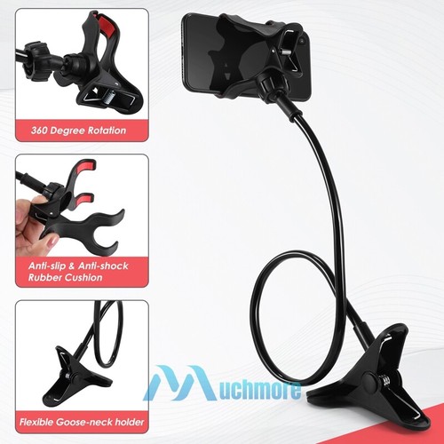 Universal Lazy Mobile Phone Gooseneck Stand Holder Flexible Bed Desk Table Clip - Picture 17 of 40
