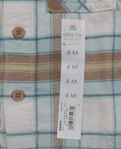 Little Co Lauren Conrad Boys Toddler Plaid Long Sleeve Button Up Shirt 6M - Picture 3 of 5