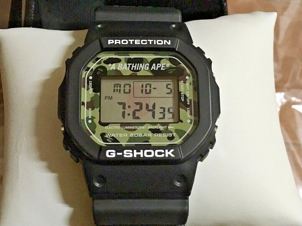 G shock x A Bathing Ape Bape Limited 1000 Wrist watch Balck DW5600 Men 20 ATM