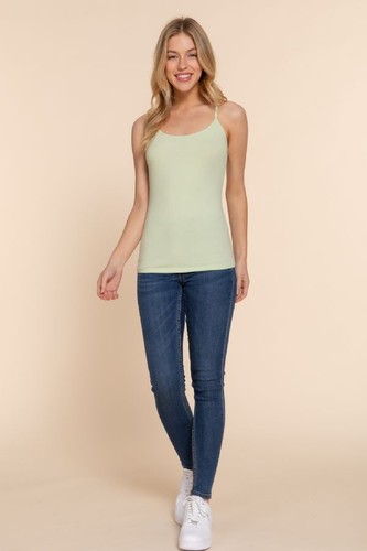 Cami Tank Adjustable Spaghetti Strap No Bra Soft Stretch Cotton Sleeveless Top - Picture 99 of 124