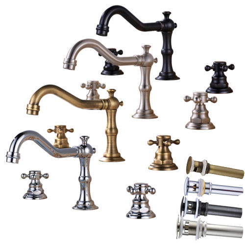 Grifo de lavabo generalizado de 8" fregadero de tocador 2 perillas bañera grifo mezclador en cascada - Imagen 1 de 40