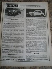 GIPSY MEAD EXCLUSIVELY ROLLS ROYCE ESSEX ENGLAND STOCK LI 1974 ADVERT A4 FILE 40
