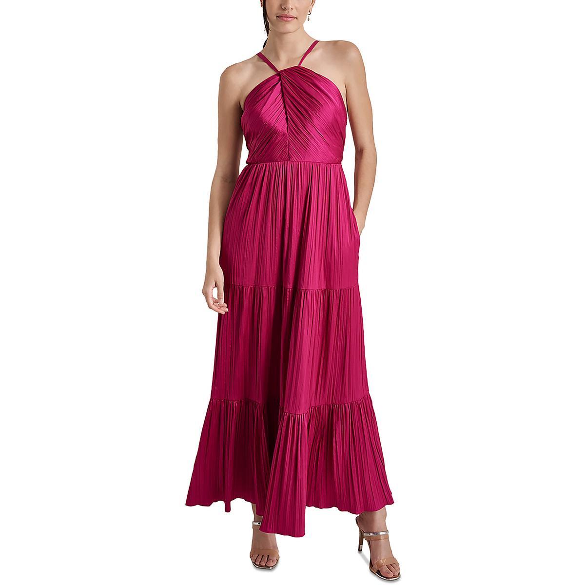 Женское фиолетовое атласное многоярусное длинное платье макси DKNY 10 BHFO 5115
