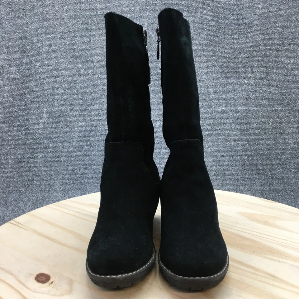 Botas Khombu Mujer 7 M Pisa Hasta la Rodilla Cuña Alta Cuero Negro Impermeables Foto 4 de 4