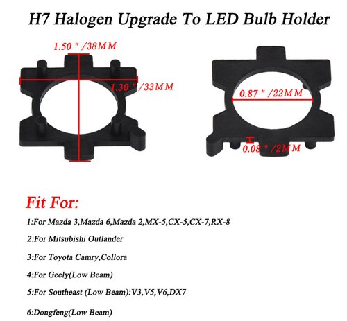 H7 LED Headlight Bulb Adapter Holder Socket Base Retainer Clip for Mazda Toyota - Picture 2 of 2