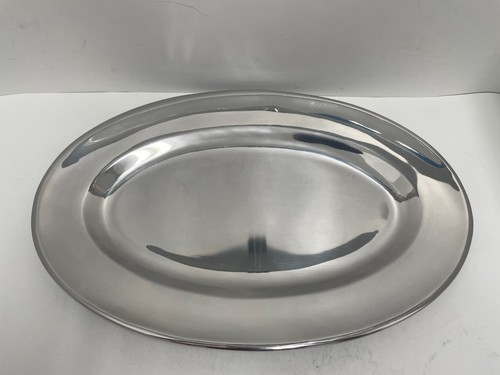 Edelstahl 18/8 ovale Platte/Serviertablett 18 3/4 x 12 guter gebrauchter Zustand - Bild 1 von 10