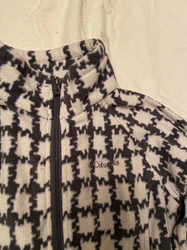 GIRL'S COLUMBIA FLEECE FULL ZIP JACKET~SIZE MEDIUM 10 / 12 grey white - Picture 2 of 3