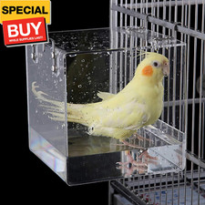 Hanging Bird Bath Cube Bird Bathtub Bath Shower Box Bowl Cage Accessory for Bird