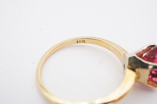 14k Yellow Gold Pink Tourmaline Ring Size 7 - Picture 6 of 12