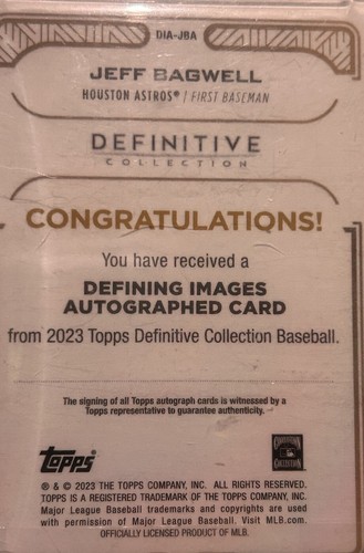 2023 Topps Definitive #DIAJBA Jeff Bagwell Defining Images Auto Gem PSA 10 Pop 2 - Picture 4 of 4