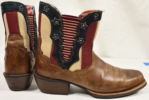 Justin Boots Chellie Patriot Leather Western Cowgirl Short Boots Womens Sz 9 B - Picture 2 of 4