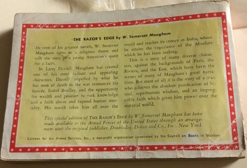 The Razor’s Edge W. Somerset Maugham/Armed Services Edition 1944 - Picture 2 of 5