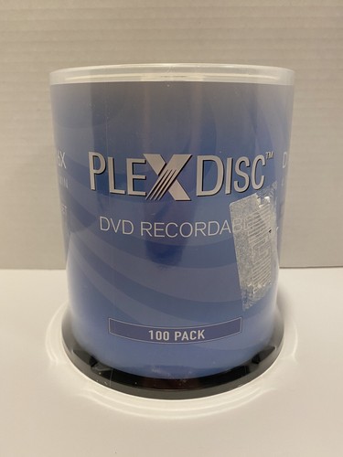 100 PlexDisc 16X 4.7GB DVD+R White Inkjet Hub Printable Disc Cake Box 63C-215-BX