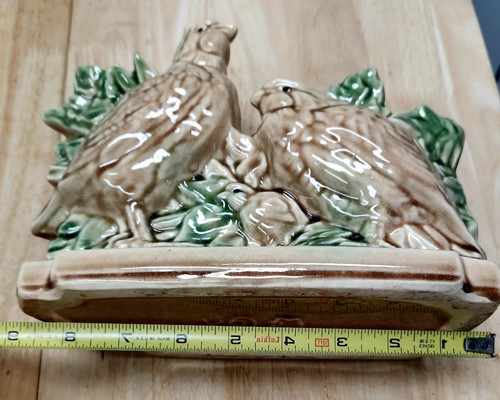 Vintage McCoy Quail Bird Family Pottery Planter 9" Ceramic Brown Foliage MCM - Picture 8 of 12