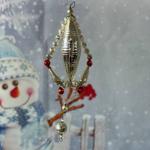 ANTIQUE VINTAGE CZECH MERCURY GLASS TUBES BEADS CHRISTMAS ORNAMENT 3PC - Picture 3 of 8