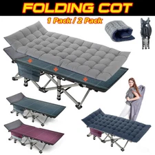 NAIZEA Folding Camping Cot Heavy Duty Sleep Bed Portable w/Mat+Bag Military Cots