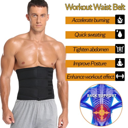 Men's Waist Trainer Cincher Trimmer Sweat Belt Neoprene Gym Fat Burn Body Shaper - Picture 12 of 30