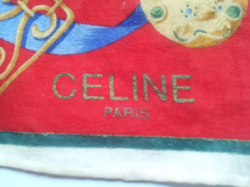 Celine Bufanda Pequeña Cuadrada Mujer Rojo Algodón Floral Cadena Ecuestre - Imagen 5 de 6