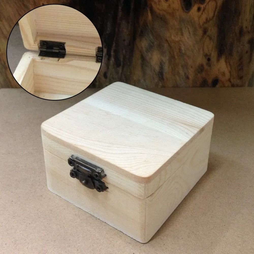 Natural Pine Jewelry Box Plain Retro Gift Box New Jewelry Box eBay