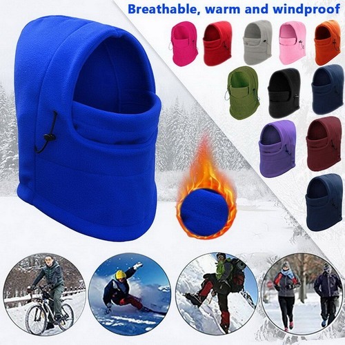 Women's Men's Warm Thermal Fleece Balaclava Winter Hat Ski Mask Storm Hood Hat - Picture 1 of 23