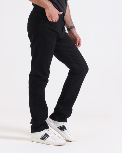 Mens Jeans Straight Leg Black Denim Regular Fit Leg Stretch Trousers Pants Sizes - Picture 30 of 32