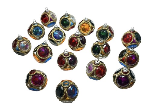 Vintage Multicolored Cube Shaped Gem Jeweled Christmas Ornaments - Picture 6 of 6