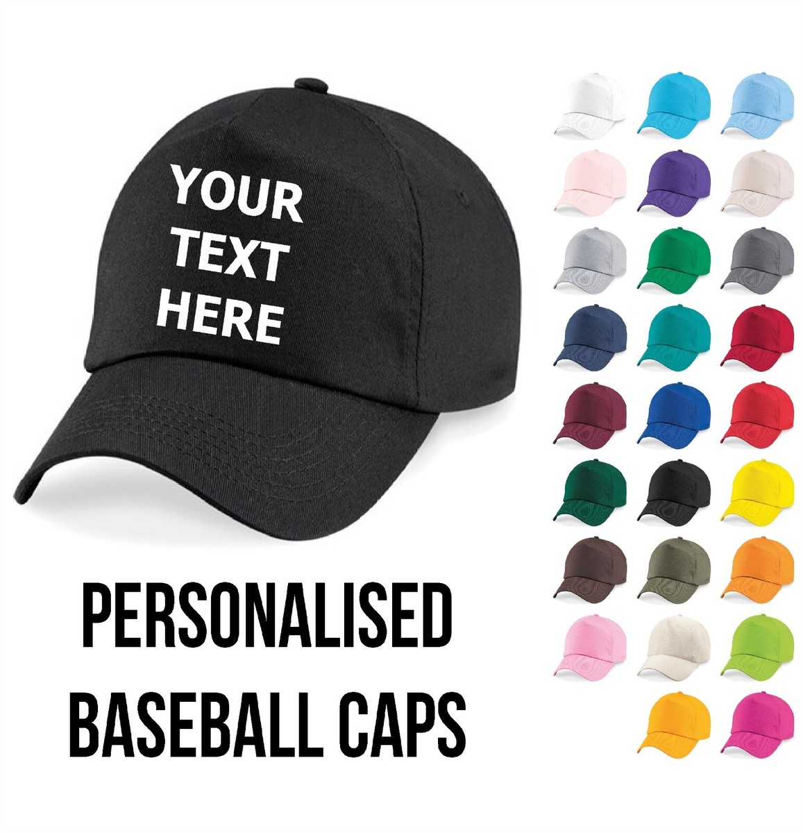 Es slids Se igennem Personalised Embroidered Baseball Cap Custom Printed Hat Adjustable Mens  Womens | eBay