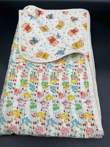 Vintage Shirt Tales and Musical Care Bears Toddler or Baby Blanket 48" x 42" - Picture 1 of 11