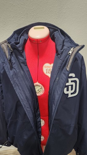 San Diego Padres Jacket Authentic Majestic MLB Double Zip Men Size Medium M - Picture 7 of 18